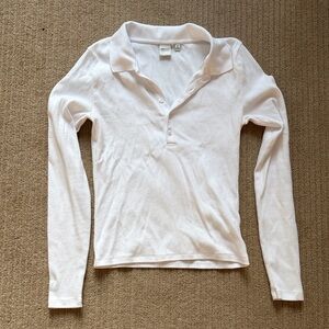 Aritzia HomeStretch Rib Polo Longsleeve, M, White